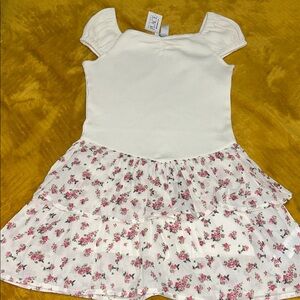 The Children's Place White Bodice Pink Floral Tiered Dress